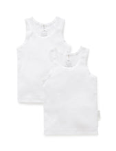 Load image into Gallery viewer, Pure Baby Rib Singlet 2 Pack - White