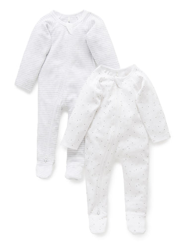 Pure Baby Zip Growsuit 2 Pack Premature Baby Clothing