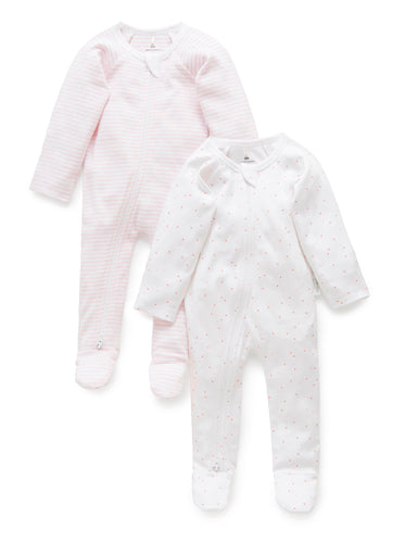 Pure Baby Zip Growsuit 2 Pack Premature Baby Clothing