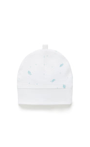 Pure Baby Premmie Hat - Pale Blue Leaf with Spot