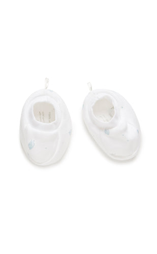 Pure Baby Premmie Booties - Pale Blue Leaf with Spot