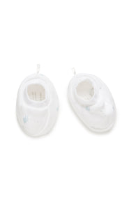 Pure Baby Premmie Booties - Pale Blue Leaf with Spot