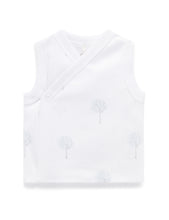 Load image into Gallery viewer, Pure Baby Premmie Crossover Singlet - Pale Blue Tree