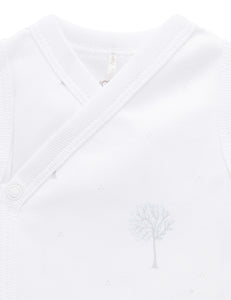 Pure Baby Premmie Crossover Singlet - Pale Blue Tree