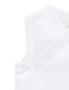 Pure Baby Premmie Crossover Singlet - Pale Blue Tree