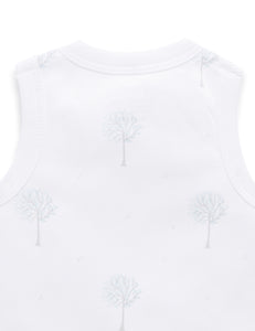 Pure Baby Premmie Crossover Singlet - Pale Blue Tree