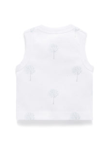 Pure Baby Premmie Crossover Singlet - Pale Blue Tree