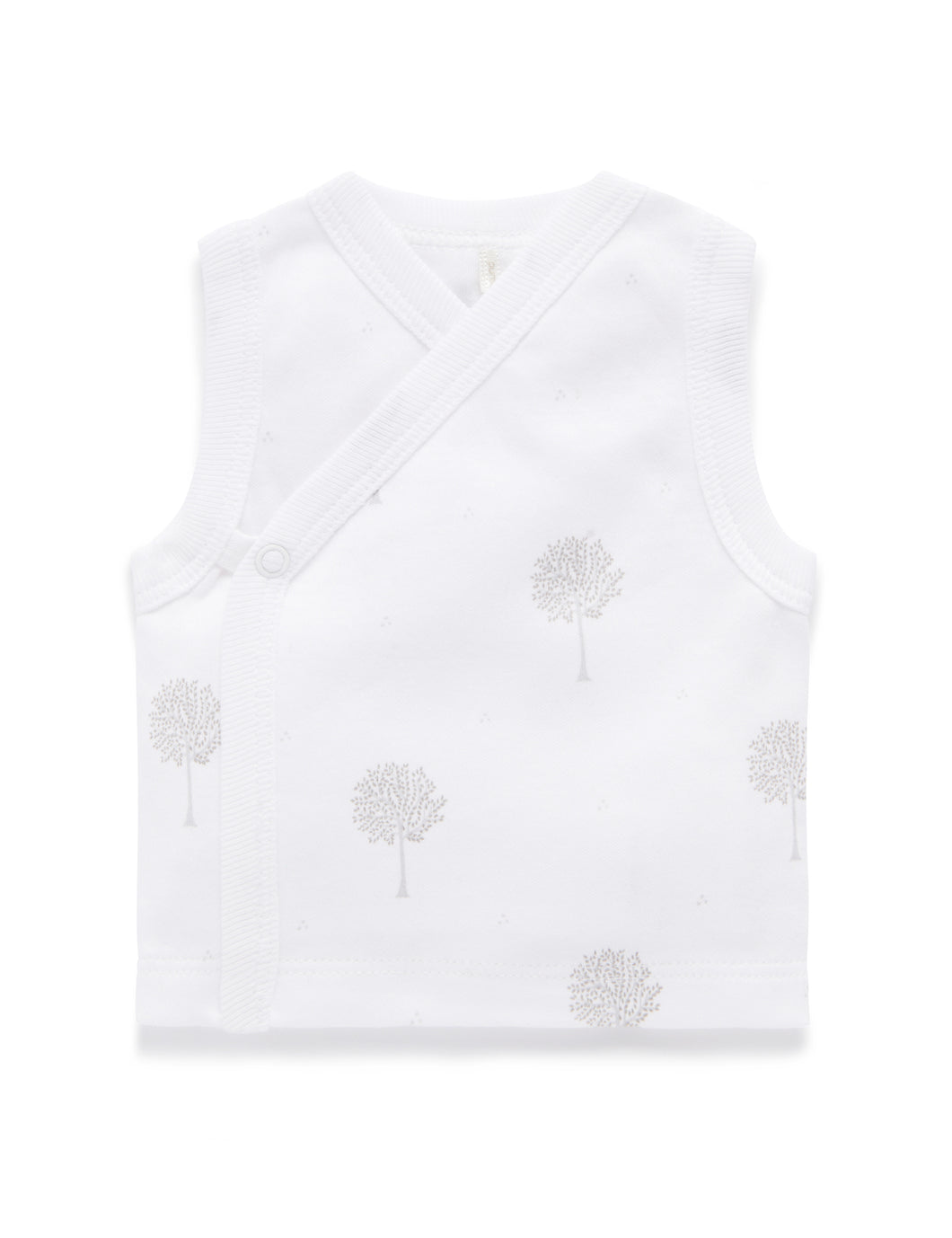 Pure Baby Premmie Crossover Singlet - Pale Grey Tree