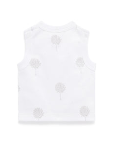 Pure Baby Premmie Crossover Singlet - Pale Grey Tree