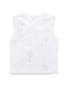 Pure Baby Premmie Crossover Singlet - Pale Pink Tree