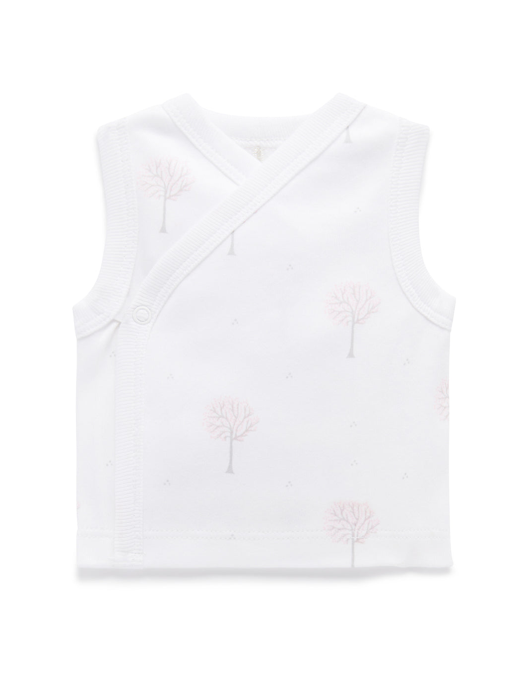 Pure Baby Premmie Crossover Singlet - Pale Pink Tree