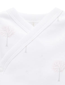 Pure Baby Premmie Crossover Singlet - Pale Pink Tree