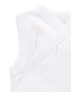 Pure Baby Premmie Crossover Singlet - Pale Pink Tree