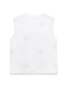 Pure Baby Premmie Crossover Singlet - Pale Pink Tree