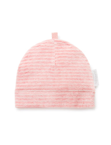 Pure Baby Premmie Velour Hat - Bud Pink Stripe