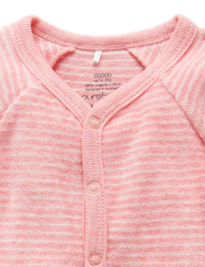 Pure Baby Premmie Velour Growsuit - Bud Pink Stripe