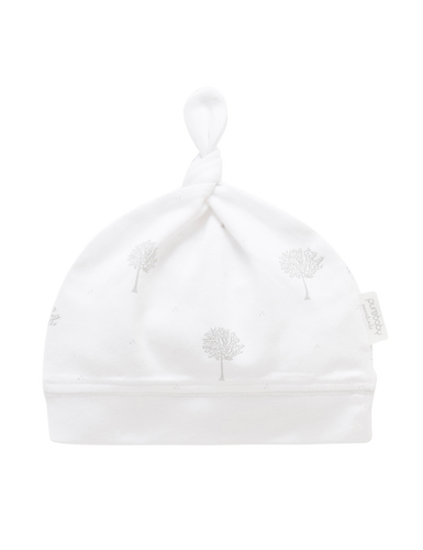 Pure Baby Knot Hat - Pale Grey Tree