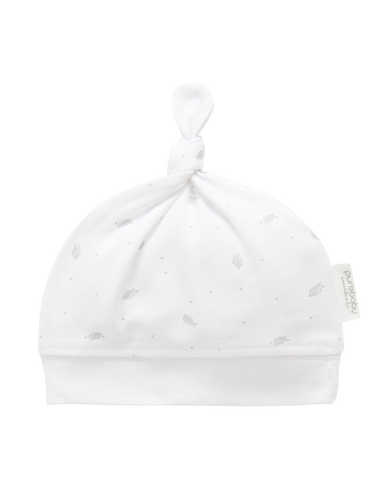 Pure Baby Knot Hat - Pale Grey Leaf