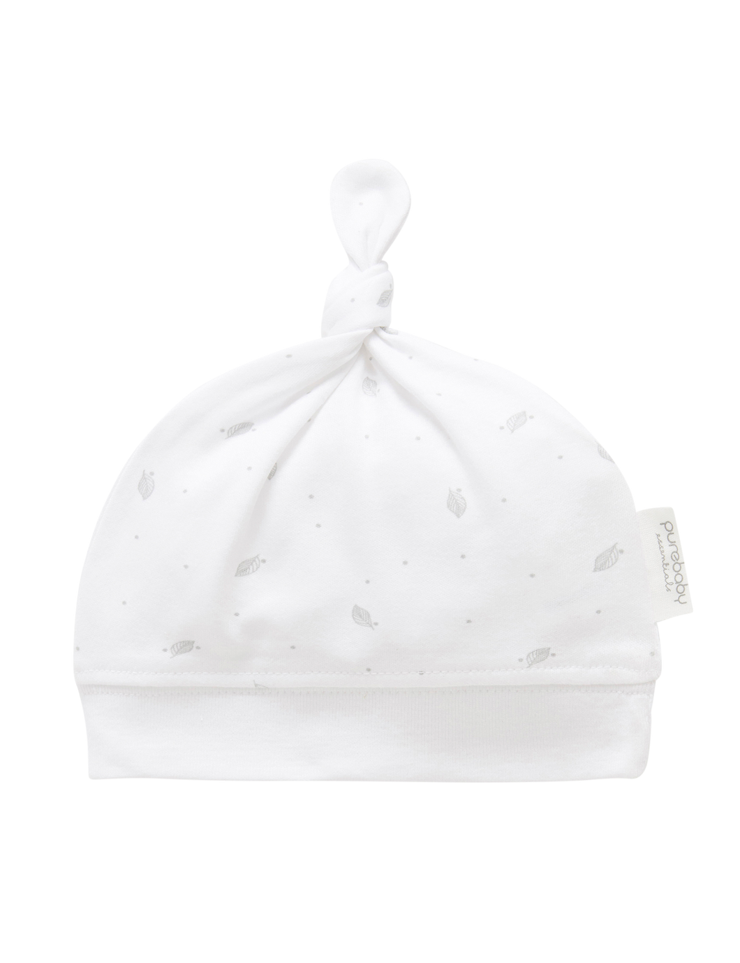 Pure Baby Knot Hat - Pale Grey Leaf